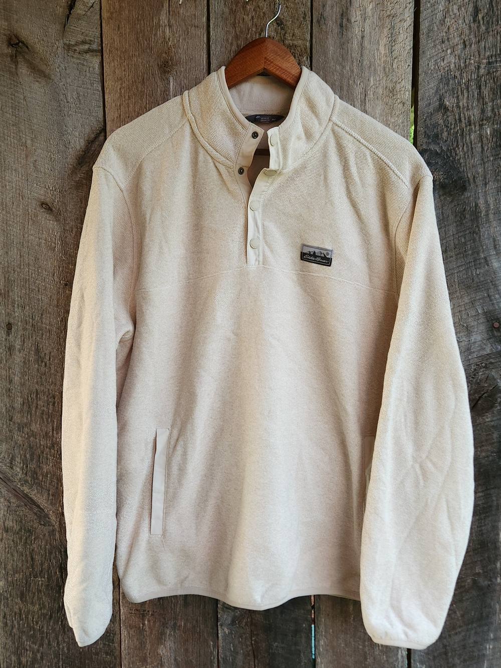 Eddie Bauer Pullover Men's Large Light Tan Quarter Snap Fleece